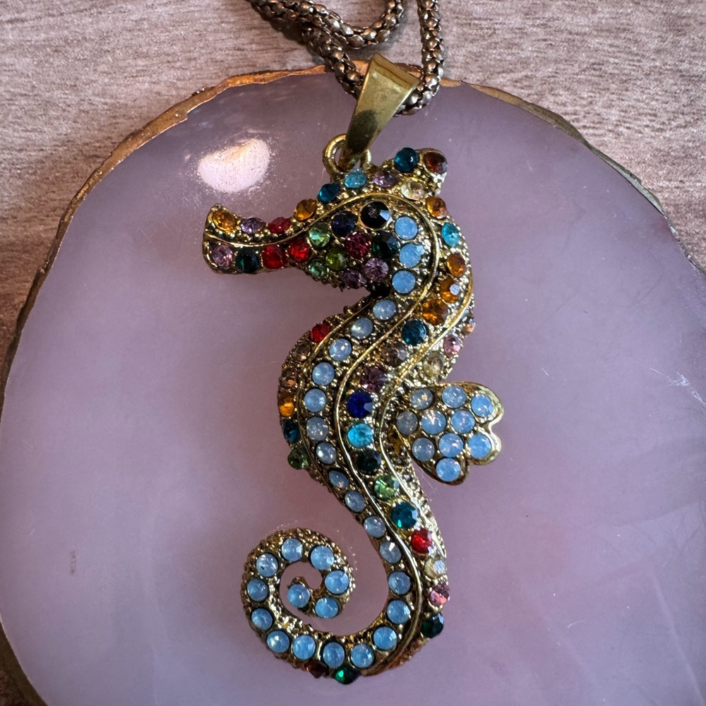 Seahorse Rhinestone Necklace - Picture 4 of 9